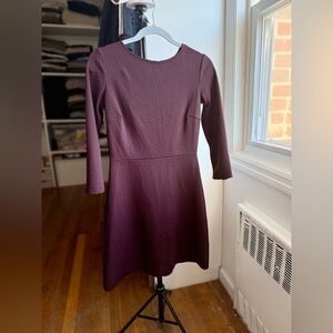 Theory Textured Burgundy Long Sleeve Dress